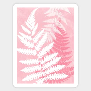 Pink Fern Leaves Nature Painting Pretty Design Sticker